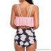 Dayiss Swimsuits for Women Swimwear High Waisted Bathing Suit Flounce Bikini Sets Print Tankinis Pink & Black B07PNKKJ93
